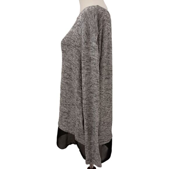 Kut From The Kloth Top S Knit Layered Textured Sweater Heathered Black Gray - Picture 12 of 14